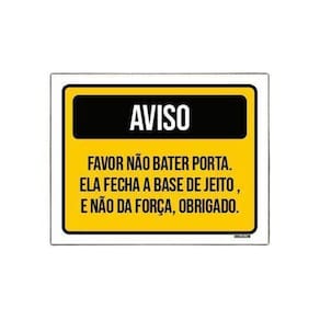 Placa Sinalização - Aviso Não Bater Porta Com Força 18X23Cm