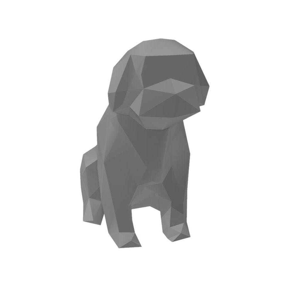 Shitzu Sentado Low Poly Geométrico Decoração 3D