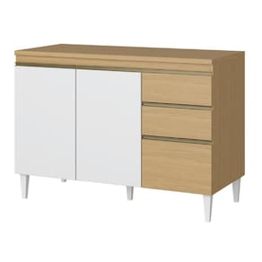 Balcão de Cozinha com Tampo 3 Portas 2 Gavetas 1,20m Clara Atacama / Off White Aramóveis