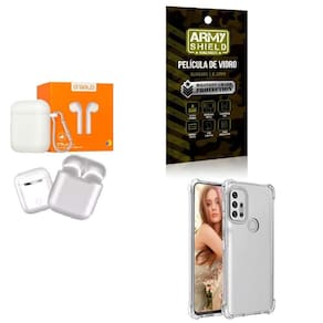 Kit Fone Sem Fio + Capinha Motorola G30 + Película 3D