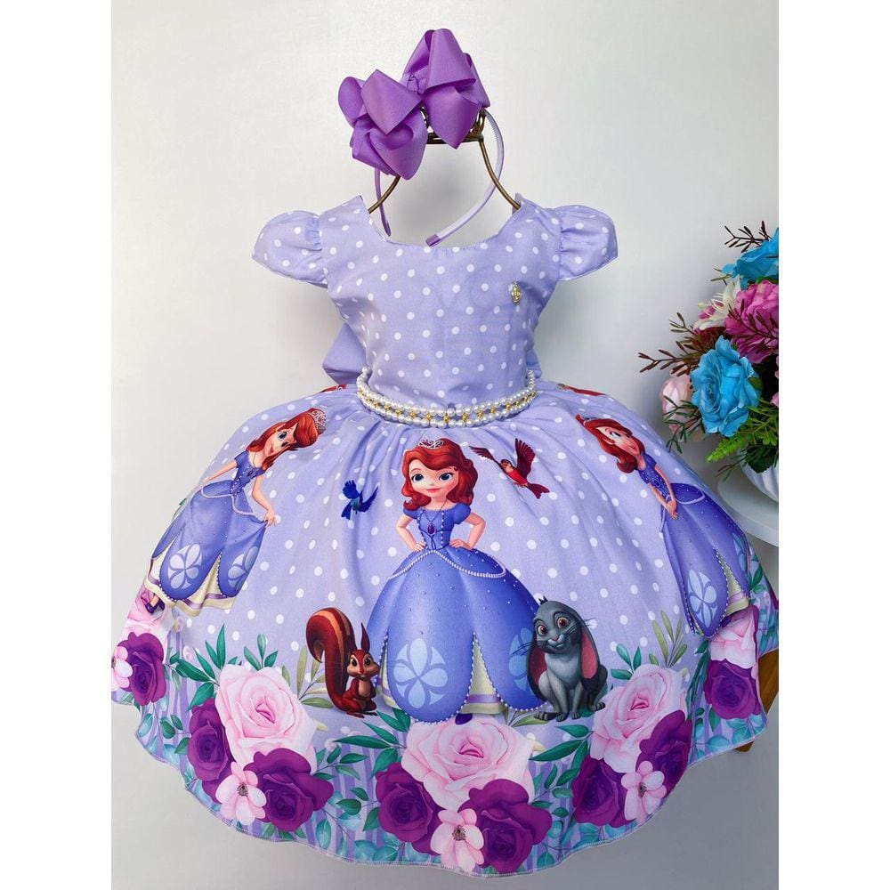 Vestido Princesa Sofia Rapunzel Jardim Encantado Luxo