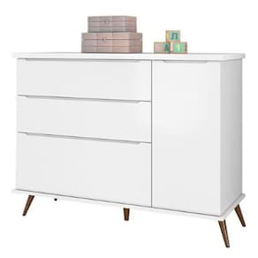 Cômoda Infantil Melissa Retrô 1 Porta e 3 Gavetas100% MDF Cor Branco - Phoenix Baby