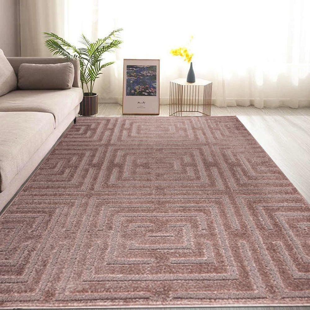 Tapete Sala 150X200 Alto Relevo Realce Eden 35 Taupe