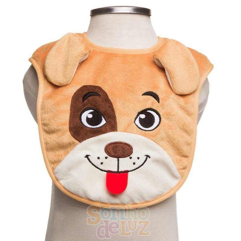 Babador de Bebê Impermeável Cachorro Cor Marrom Claro - Sonho de Luz