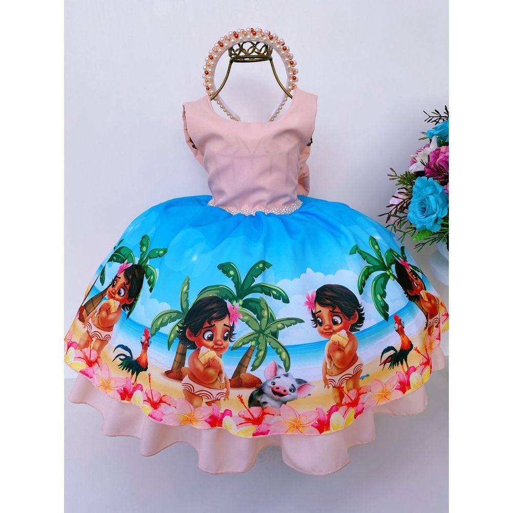 Fantasia Roupa Moana Infantil Com Colar