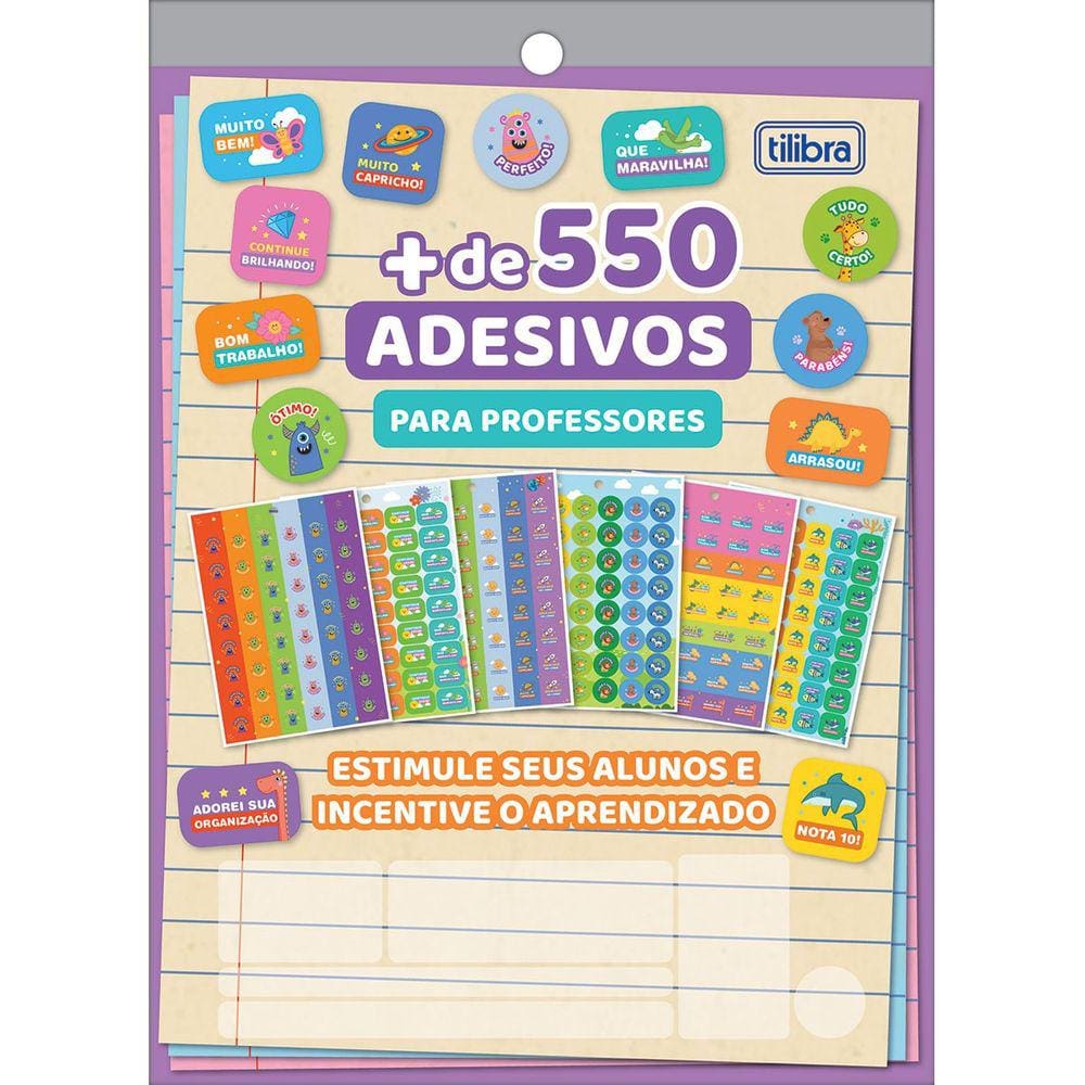 Bloco de Adesivos Decorados Para Professores e Pais 550 Adesivos Divertidos Tilibra