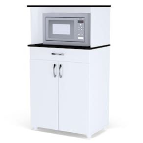 Balcão Multiuso para Microondas e Forno Carina Cor Branco - AJL Móveis