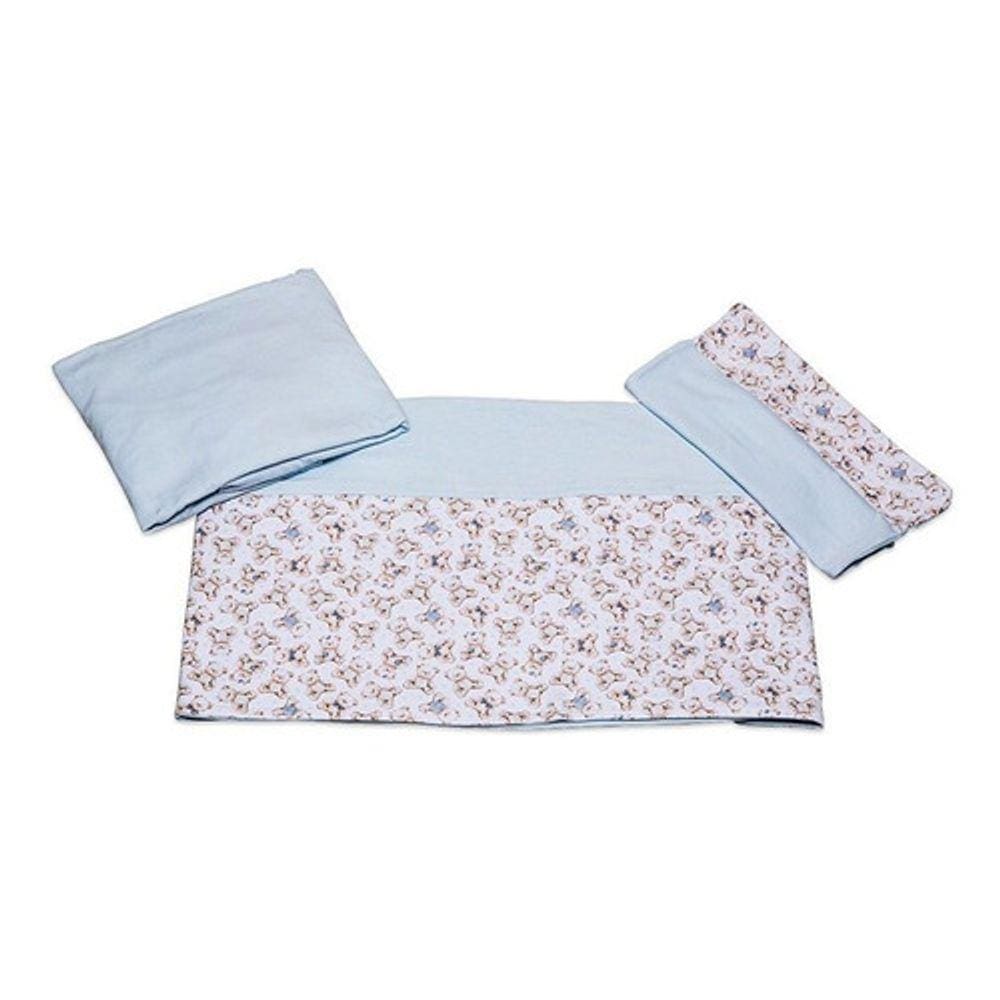 Lençol Berço Kit 3 Peças Urso Azul Classic For Baby Cor Azul