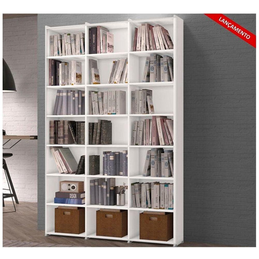 Estante Para Livros Montenegro 06 Prateleiras 21 Nichos - Branco