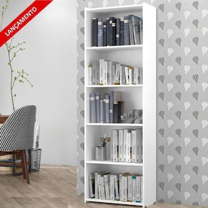 Estante Para Livros Suíça 4 Prateleiras 5 Nichos - Branco