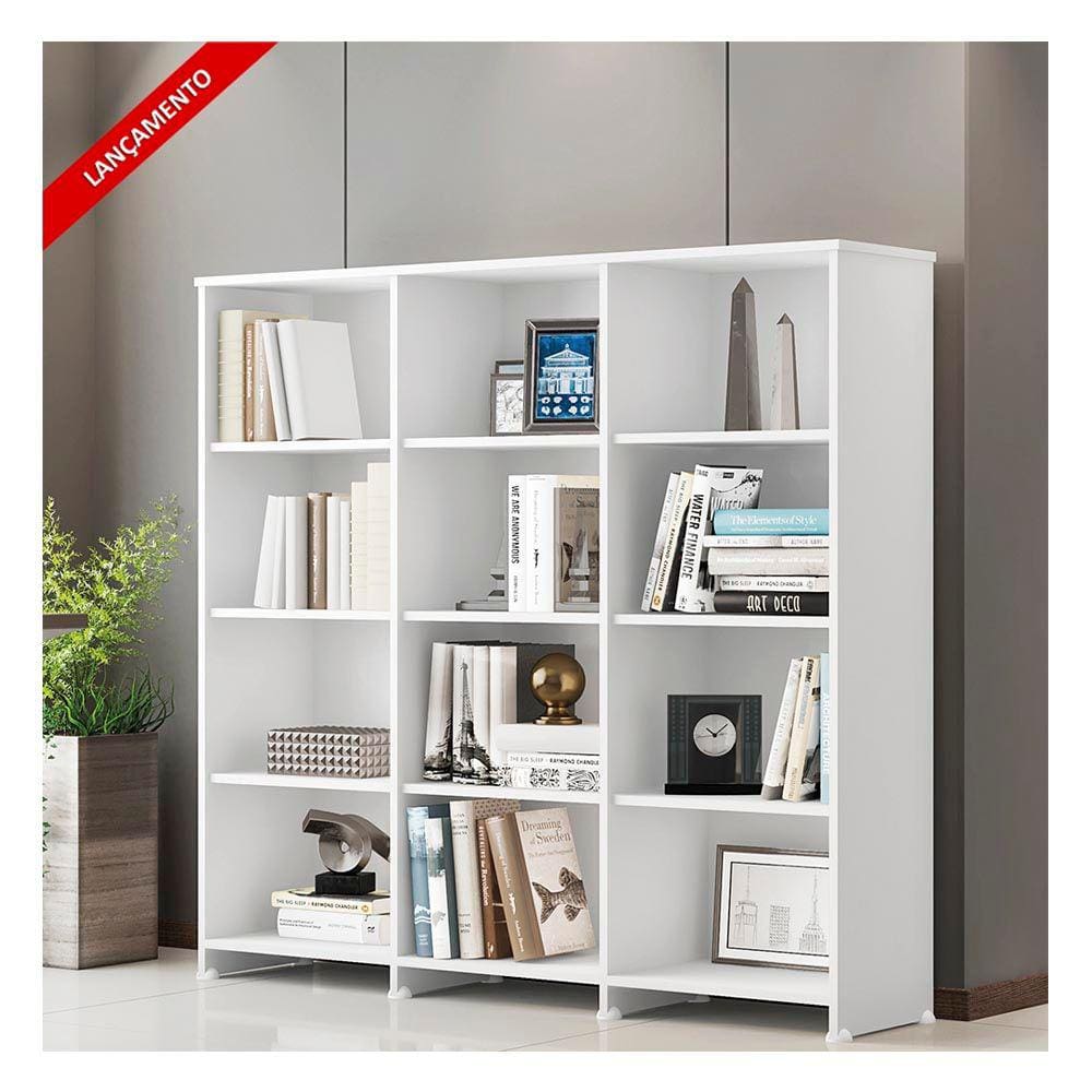 Estante Para Livro Trinidad 03 Prateleiras 12 Nichos - Branco