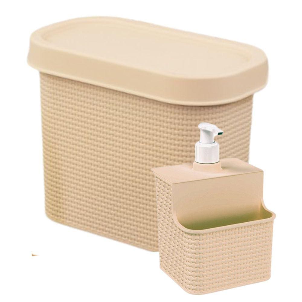 Kit para Pia Lixeira 3,3 litros e conjunto porta detergente/esponja 500ml Tear Plasutil