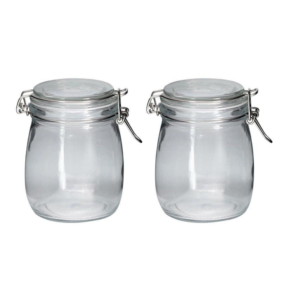 Jogo 2 Potes Hermético Vidro Premium Redondo com Super Trava 830ml - Yangzi