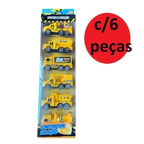 Kit Brinquedo Faz De Monta Construção Com 6 Peças Fricção