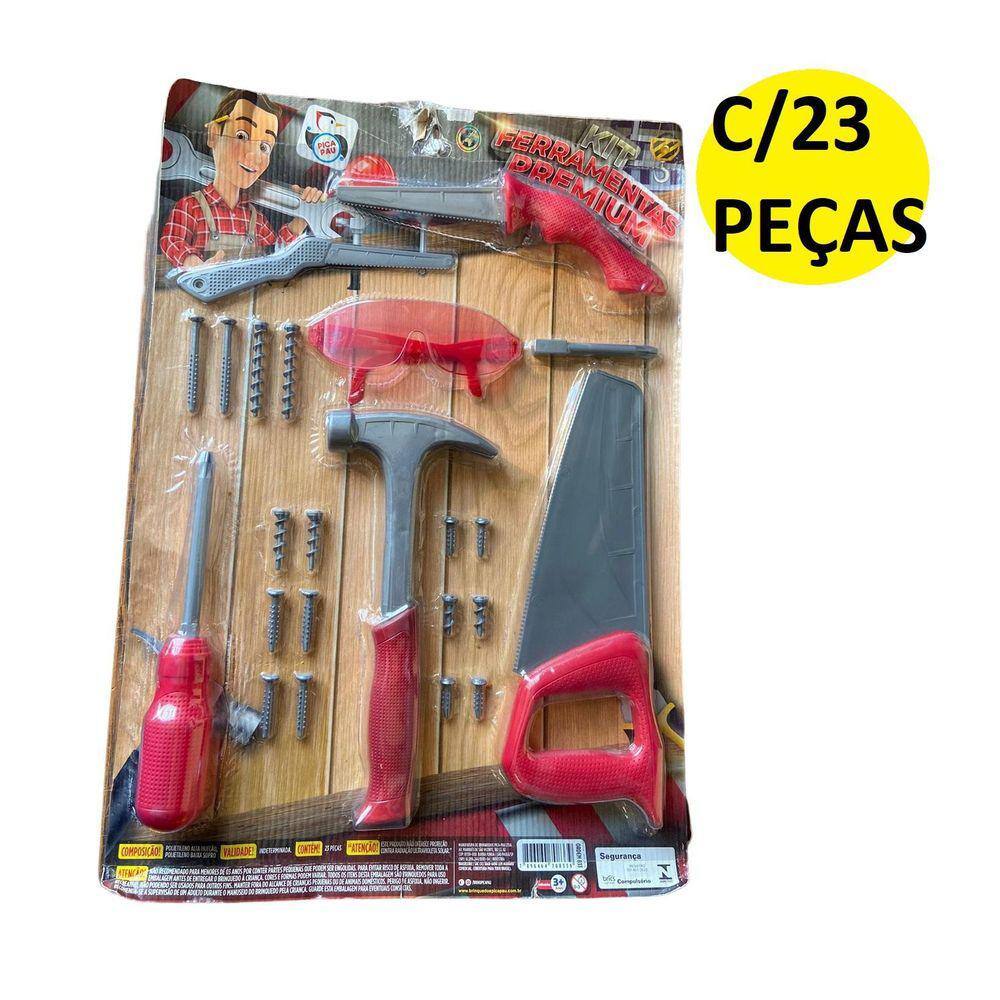 Kit Brinquedo Infantil Oficina Ferramentas Premium 23 Peças