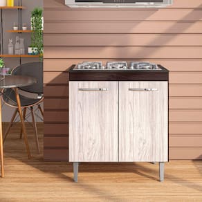Balcão para Cooktop 4 e 5 Bocas Catarina 2 Portas Castanho com Avelã - AJL Móveis