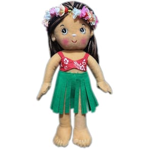 Boneca De Pano Negra Pequena Praiana Fofa 34cm