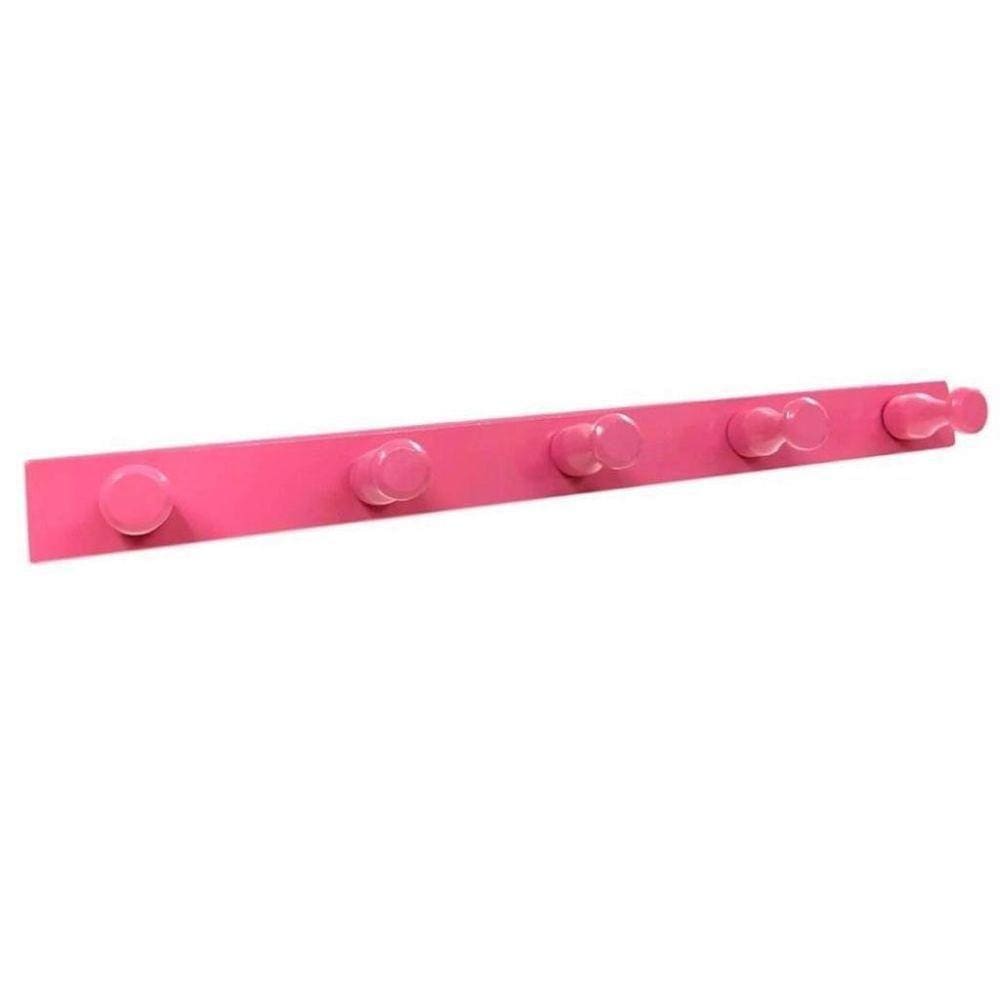 Cabideiro Em Madeira Para Parede/Porta Fixo Rosa