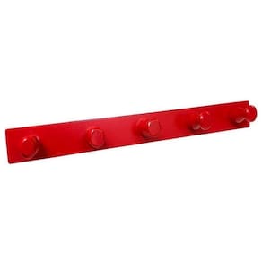 Cabideiro Em Madeira Para Parede/Porta Fixo Vermelho
