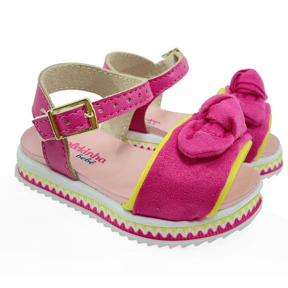 Sandália Infantil Molekinha Lacinho Camurça Bebê - Rosa