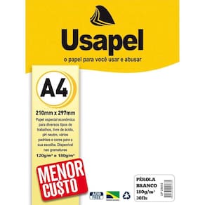Papel A4 Branco Pérola 180g Usapel 30 Folhas | Perolado | Convites | Cartões | Artesanato