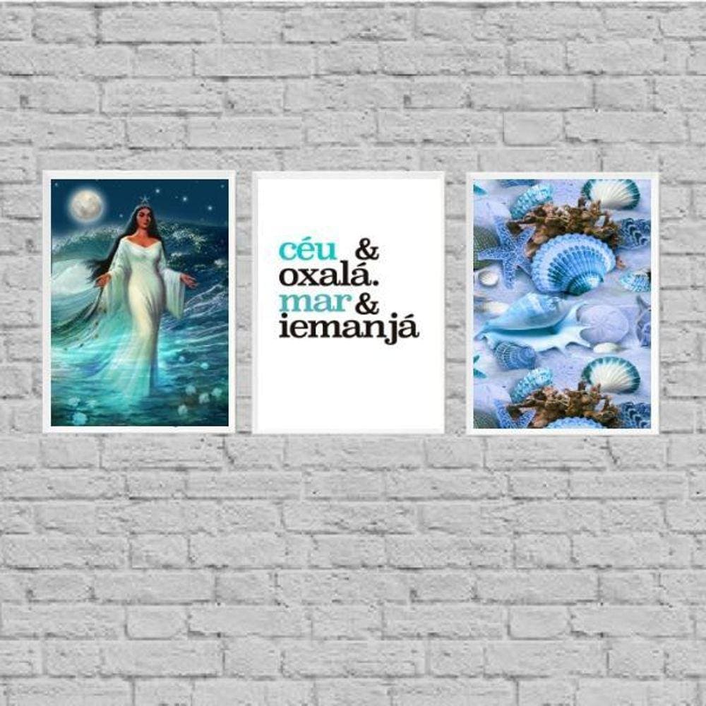Kit 3 Quadros Oxalá Iemanjá 24X18Cm - Com Vidro