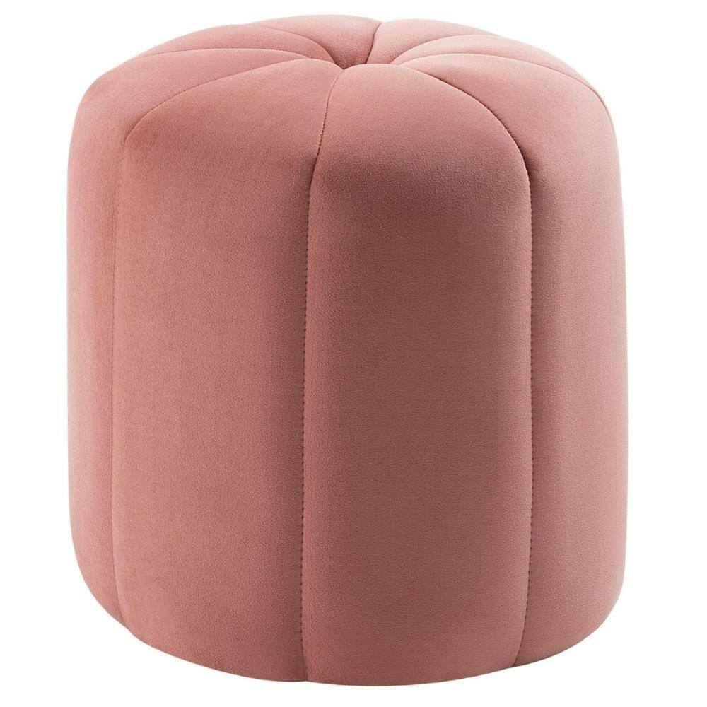 Puff Petala Daf Móveis 42 cm (altura) em Madeira Eucalipto Revestida Espuma D28 Veludo Rosa
