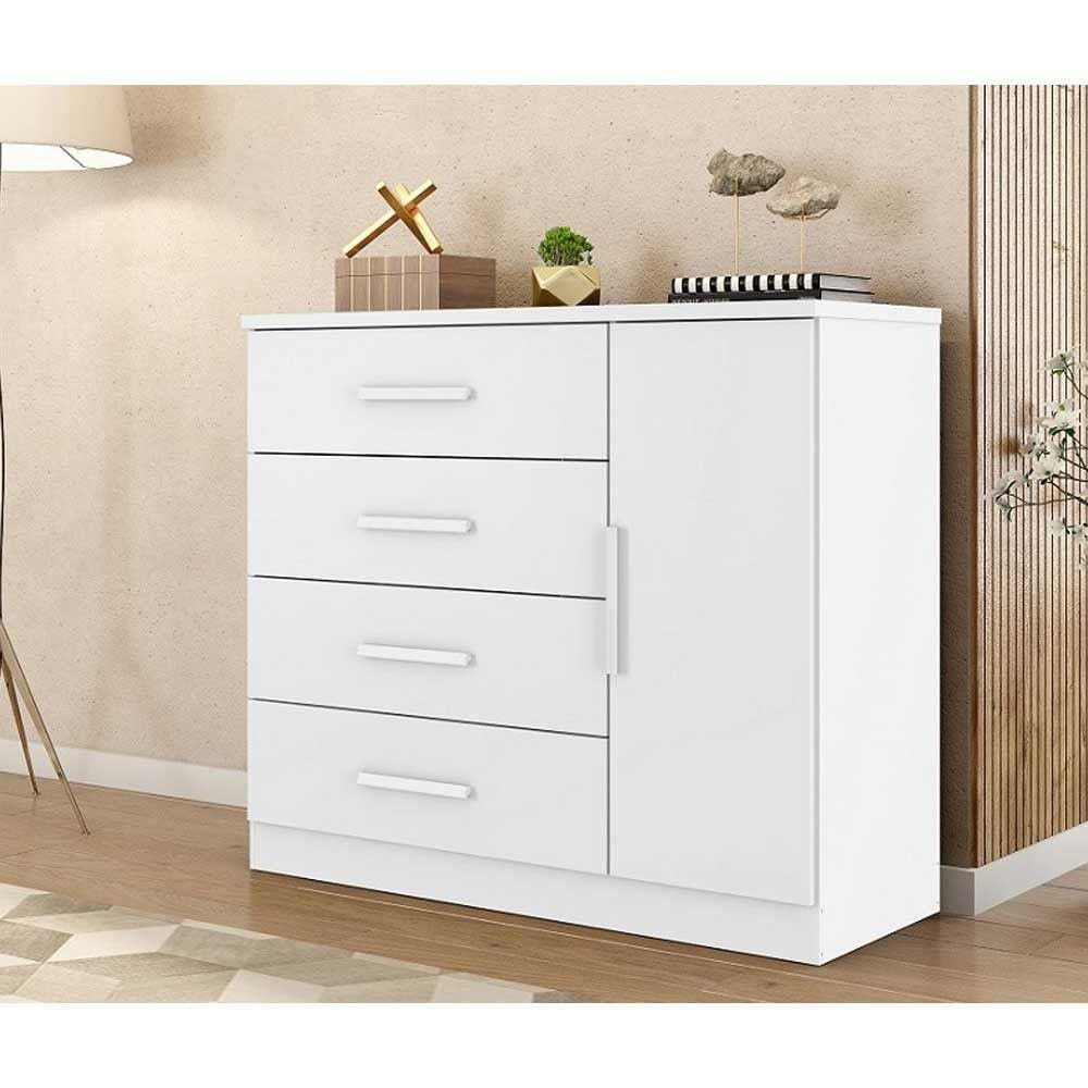 Comoda Sapateira 04 Gav 01 Pt Genova Plus Branco- ZANZINI