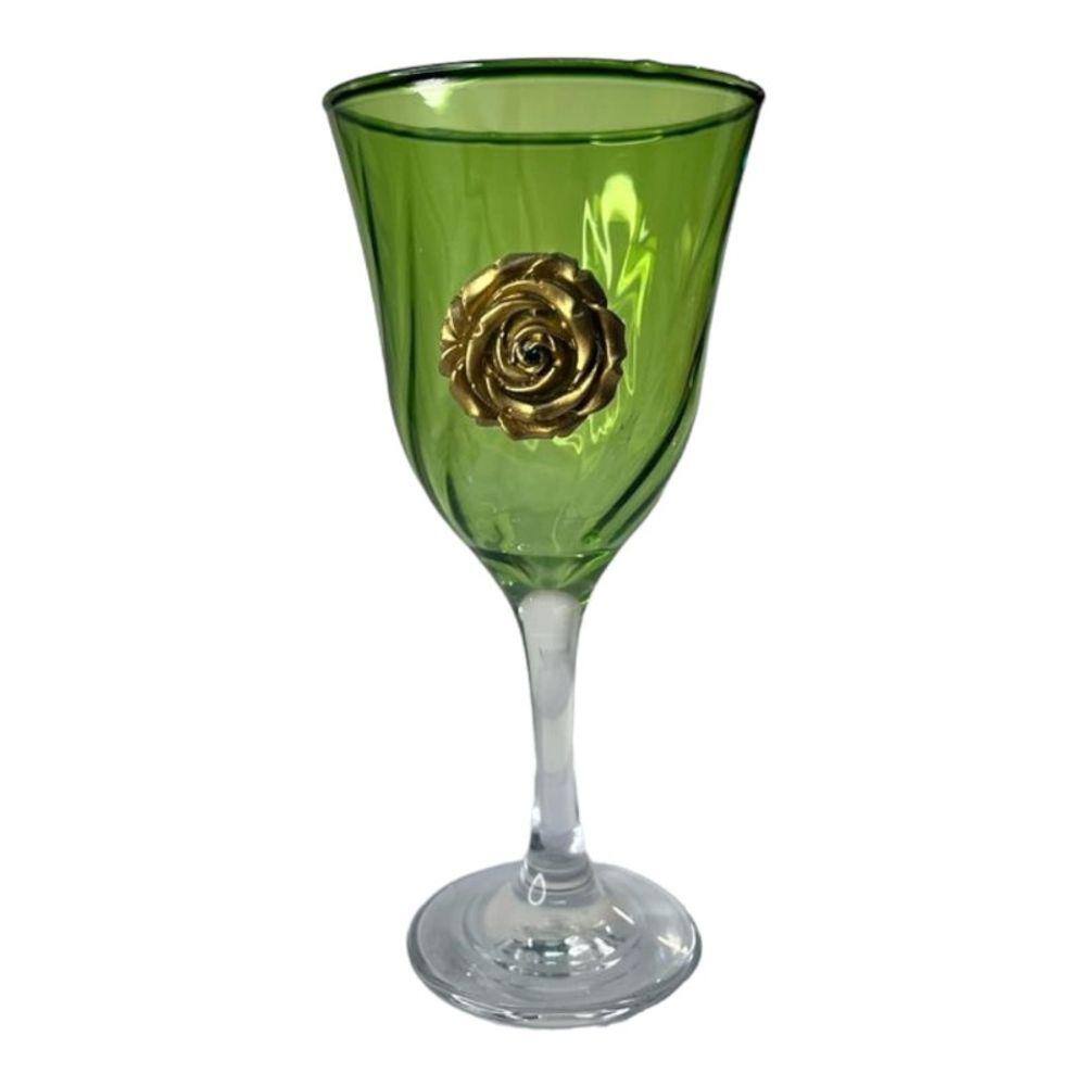 Taça Cigana Esmeralda Lirio Rosa Super luxo 330ml -Vidro