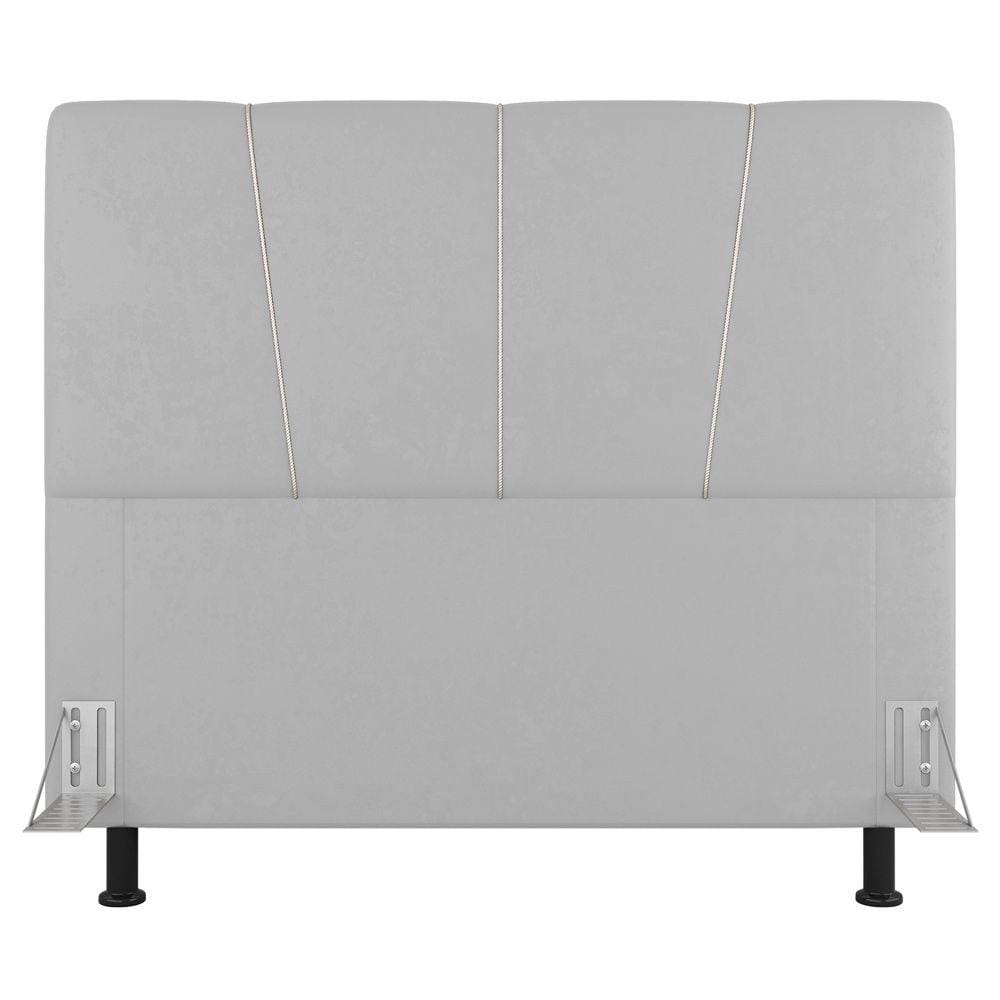 Cabeceira Cama Box Casal King Size Amber 195cm Estofada Sintético Branco - Abmaza