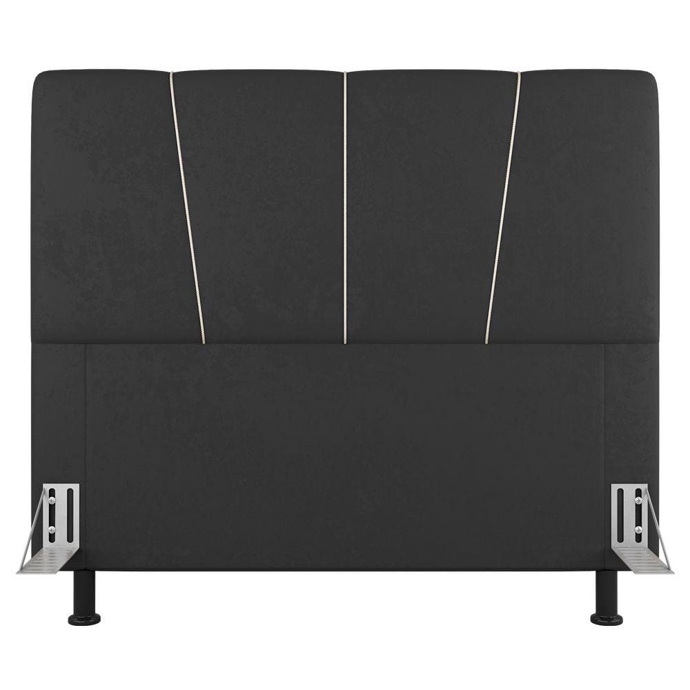 Cabeceira Cama Box Casal King Size Amber 195cm Estofada Suede Cinza Escuro - Abmaza
