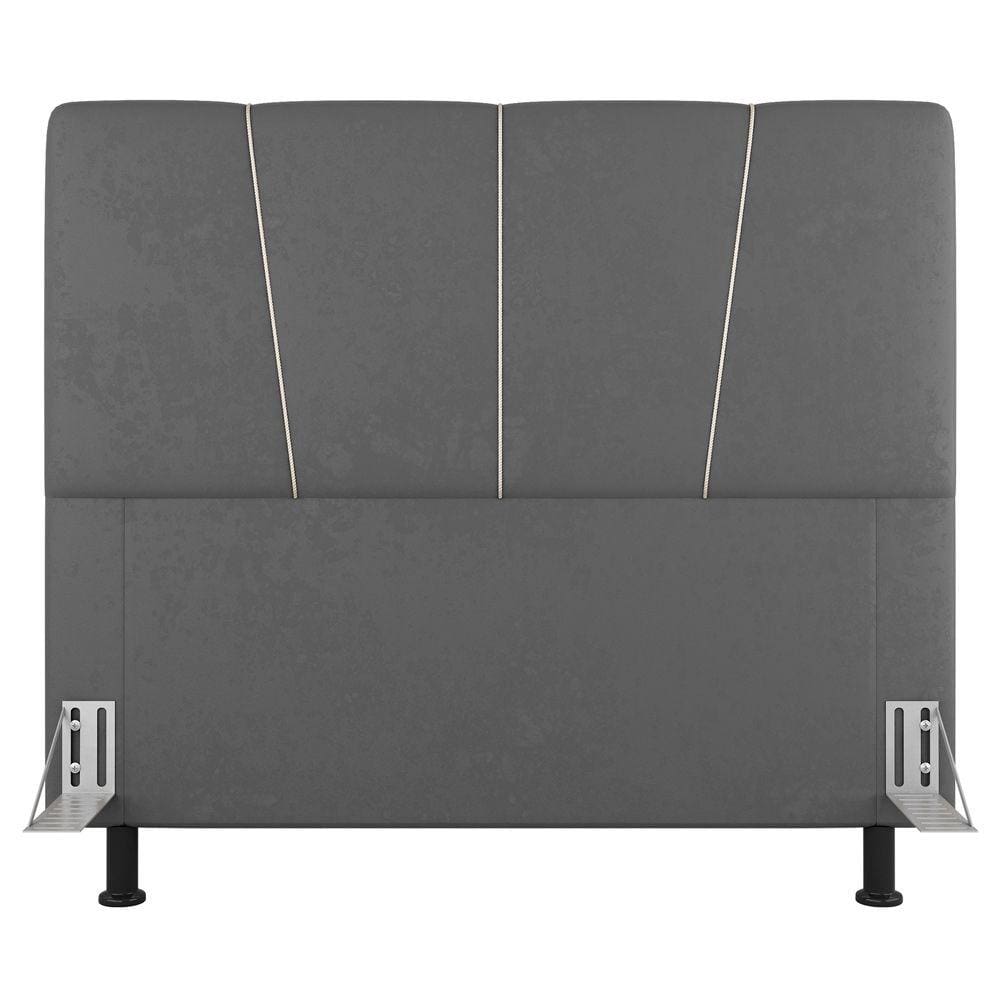 Cabeceira Cama Box Casal King Size Amber 195cm Estofada Sintético Cinza - Abmaza