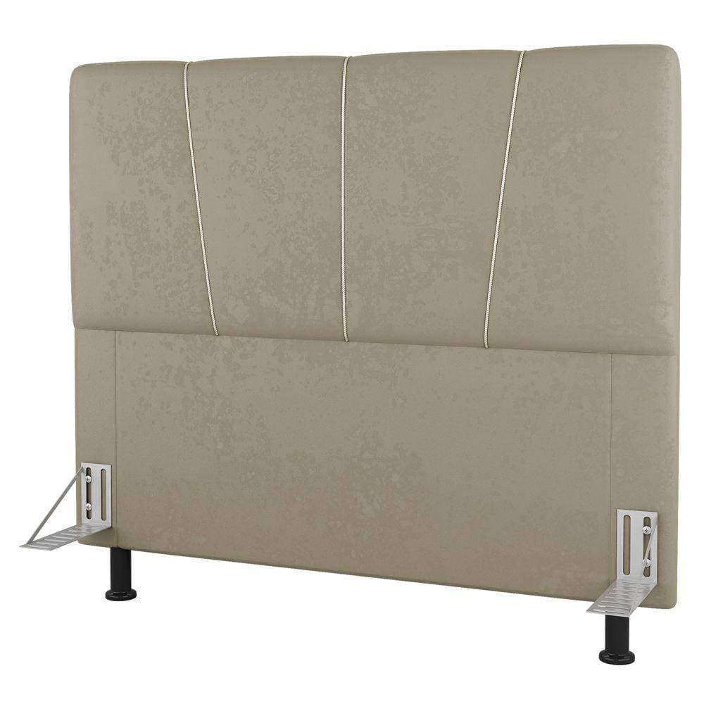 Cabeceira Cama Box Solteiro Amber 90cm Estofada Linho Bege - Abmaza