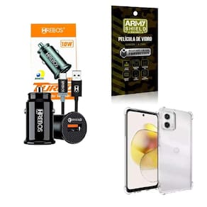 Kit Capinha Motorola G73 + Carregador Veicular + Película 3D