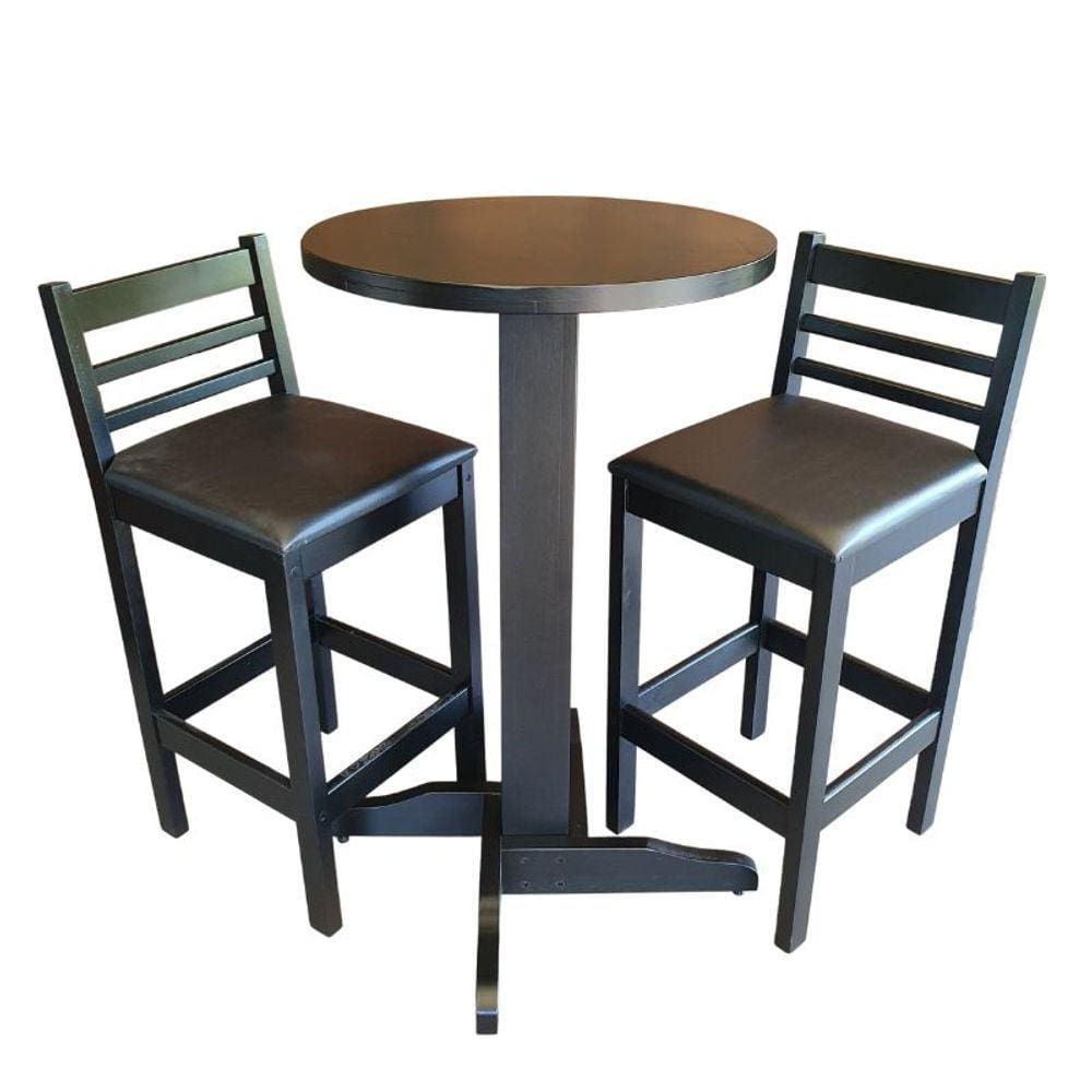 Conjunto Bistrô Fixo Mesa com 2 Banquetas Estofadas Premium