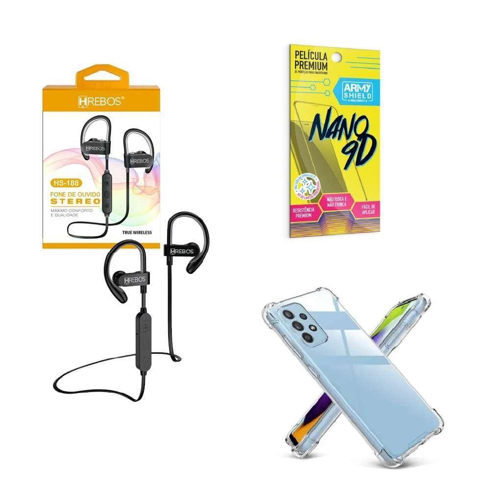 Kit Capinha Samsung A54 + Fone De Ouvido Hs188 + Película 9D