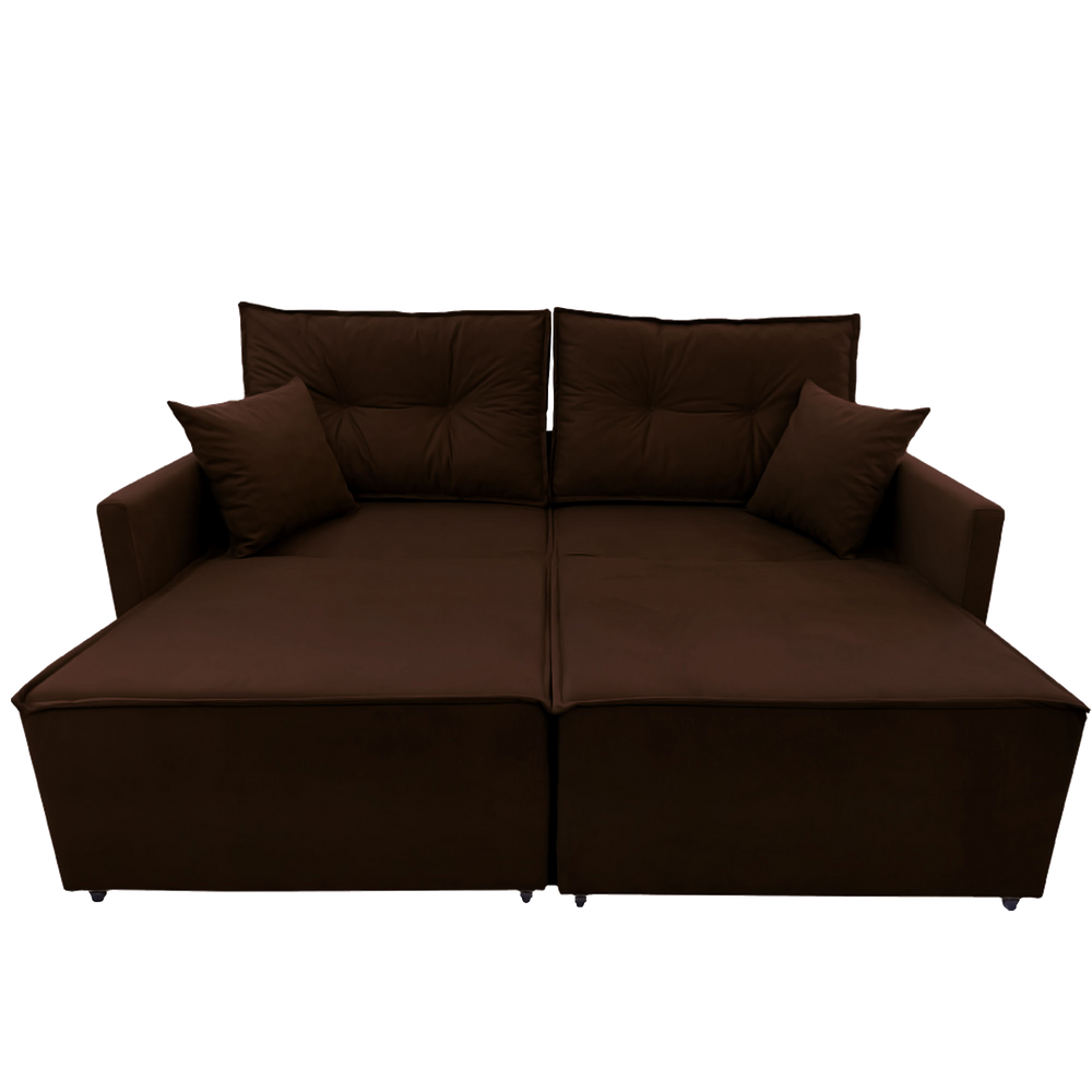 Sofa retratil e reclinavel marrom sued liso | Pontofrio