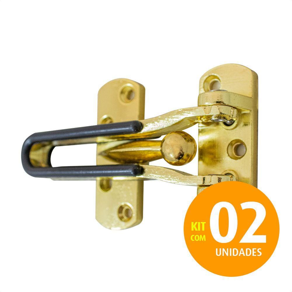 Fecho De Segurança Trifor Porta Em Aço Inox Dourado Kit 02un
