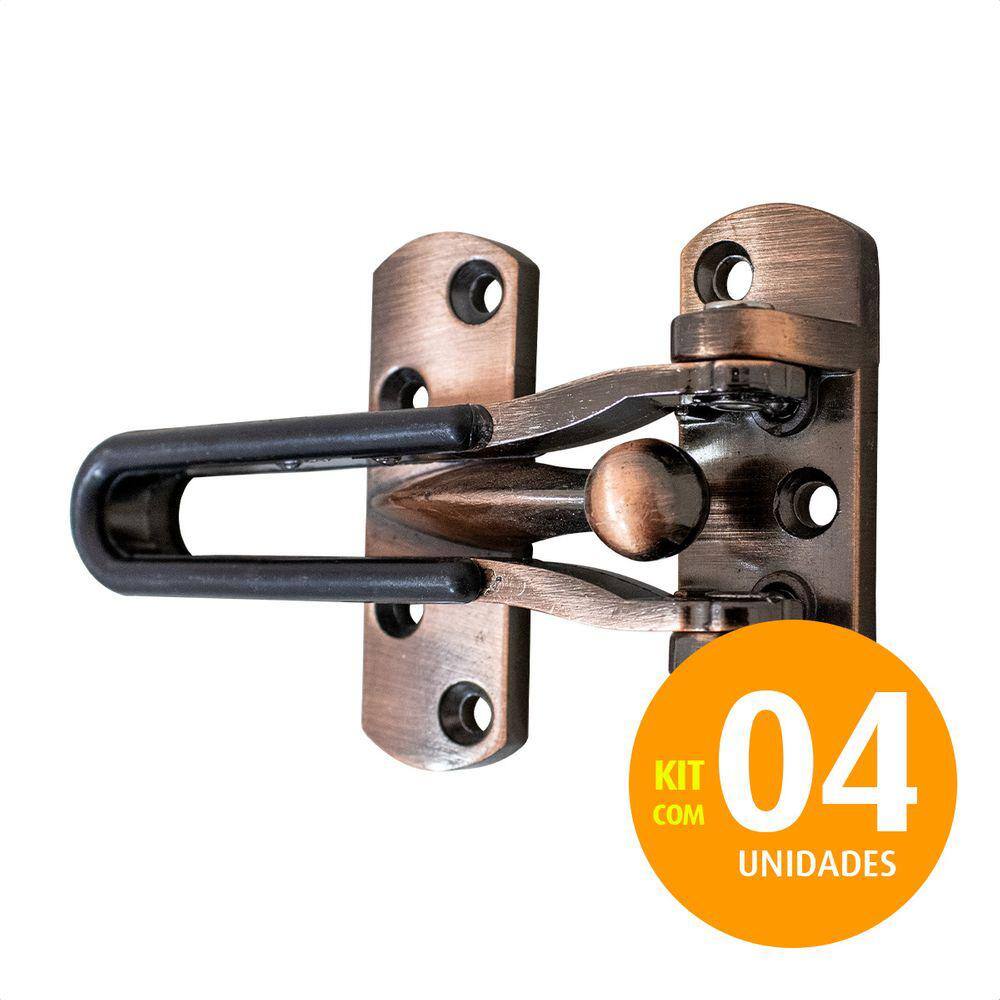 Fecho De Segurança Trifor Porta Em Aço Inox-Cobre Kit 04un