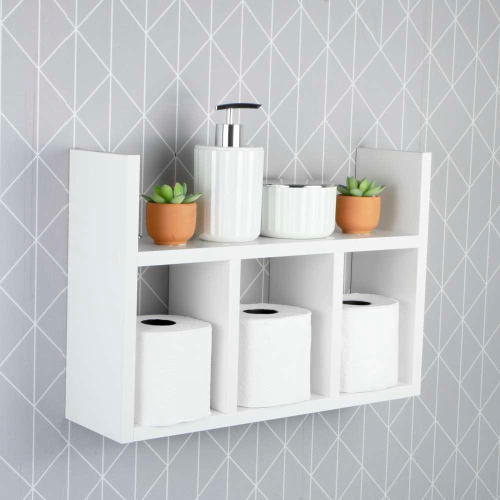 Prateleira Decorativa Porta Papel para Banheiro 40cm Djon