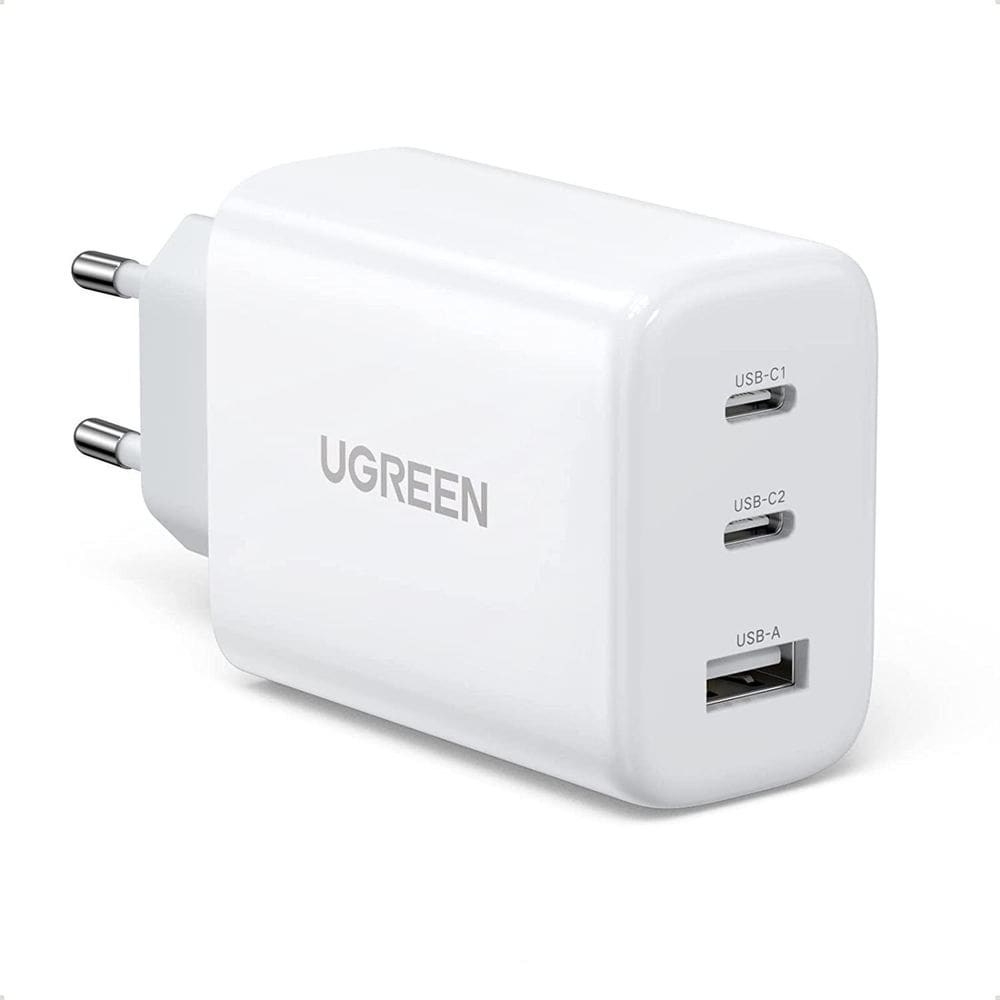 Carregador Rápido 65W Gan Ugreen 2 Usb-C 1 Usb-A Portátil