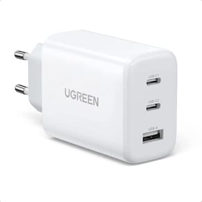 Carregador Rápido 65W Gan Ugreen 2 Usb-C 1 Usb-A Portátil