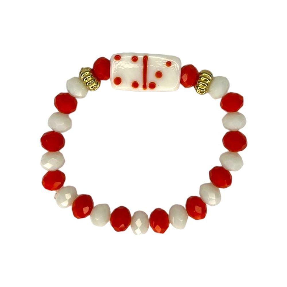 Pulseira Zé Pelintra Firma Dominó Cristal e Silicone