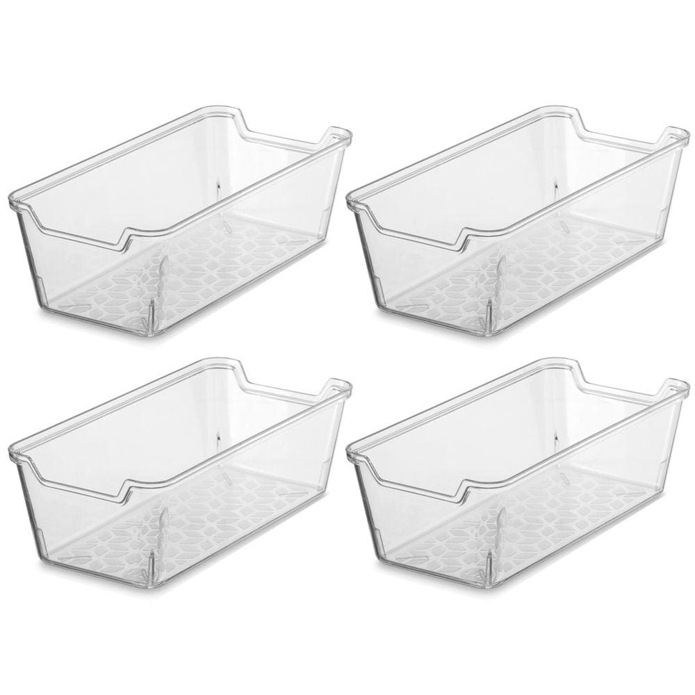 Jogo 4 Organizador de Gaveta Transparente Retangular 8,5x17cm UZ Caixas Plásticas