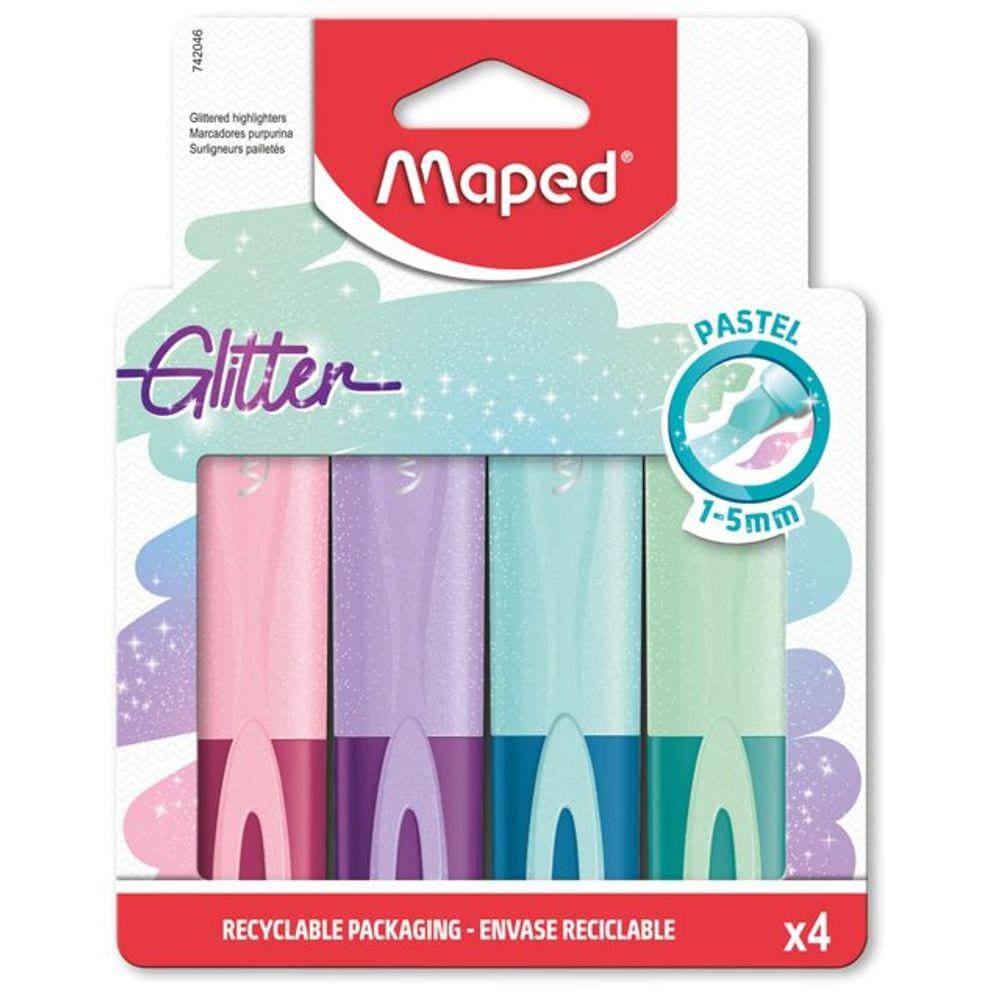 Marca Texto Glitter Maped Tom Pastel - 4 Cores