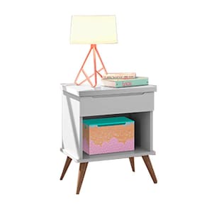 Mesa de Cabeceira Melissa 1 Gaveta Cor Cinza - Phoenix Baby