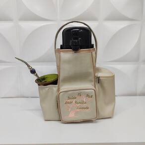 Mateira Personalizada Gratidão Marfim/Ouro Rosa para Levar Chimarrão - Coutre Bolsas