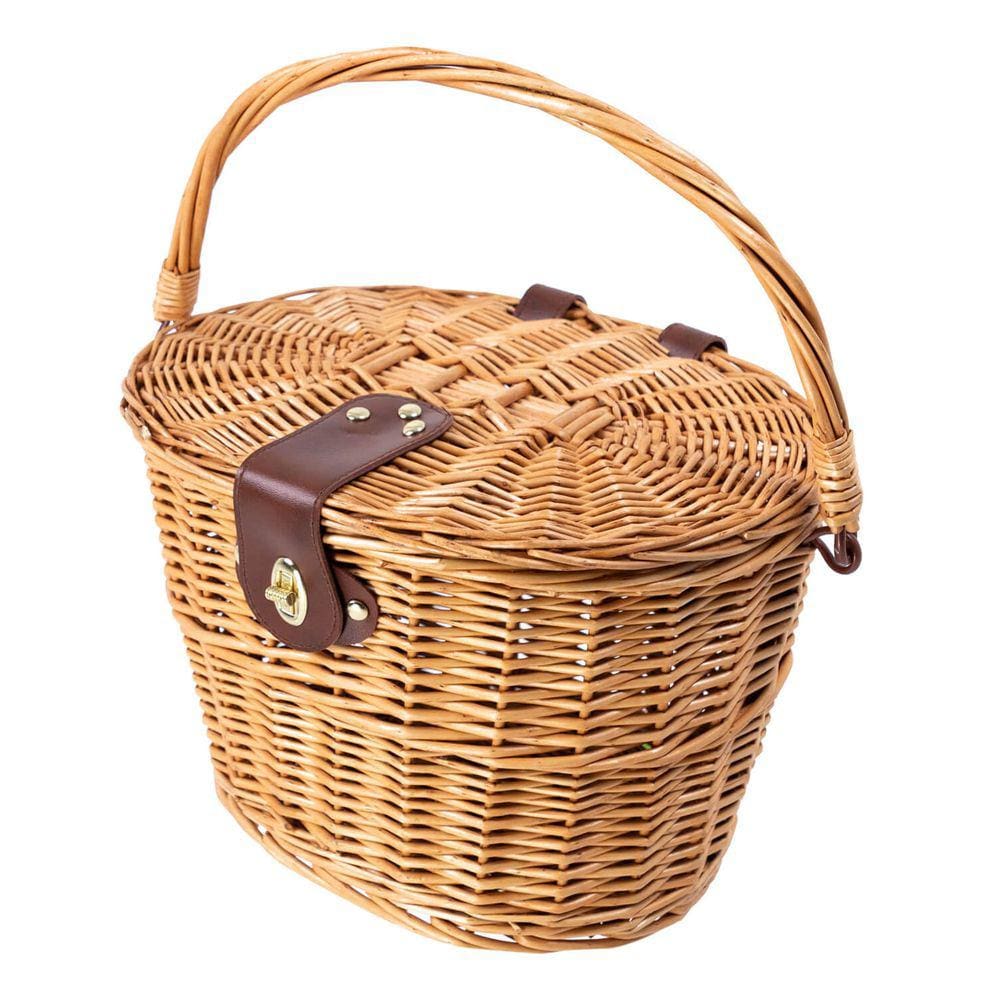 Cesta para Bicicleta Retrô Vime Com Tampa e Suporte de Engate Rápido Bike Tsw
