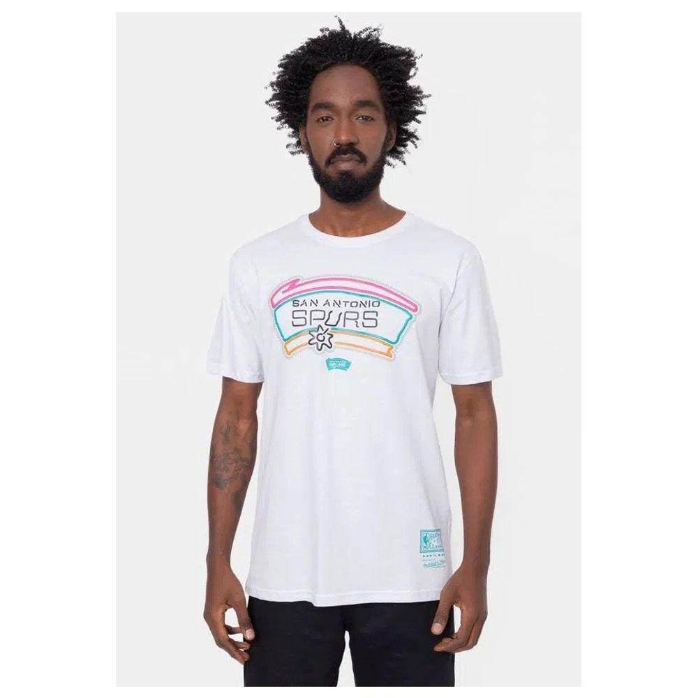 Camiseta Mitchell & Ness NBA San Antônio Spurs Neon Script
