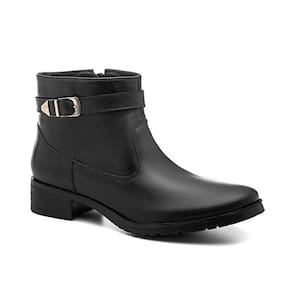 Bota Feminina Chelsea Zíper Salto Baixo Couro Conforto